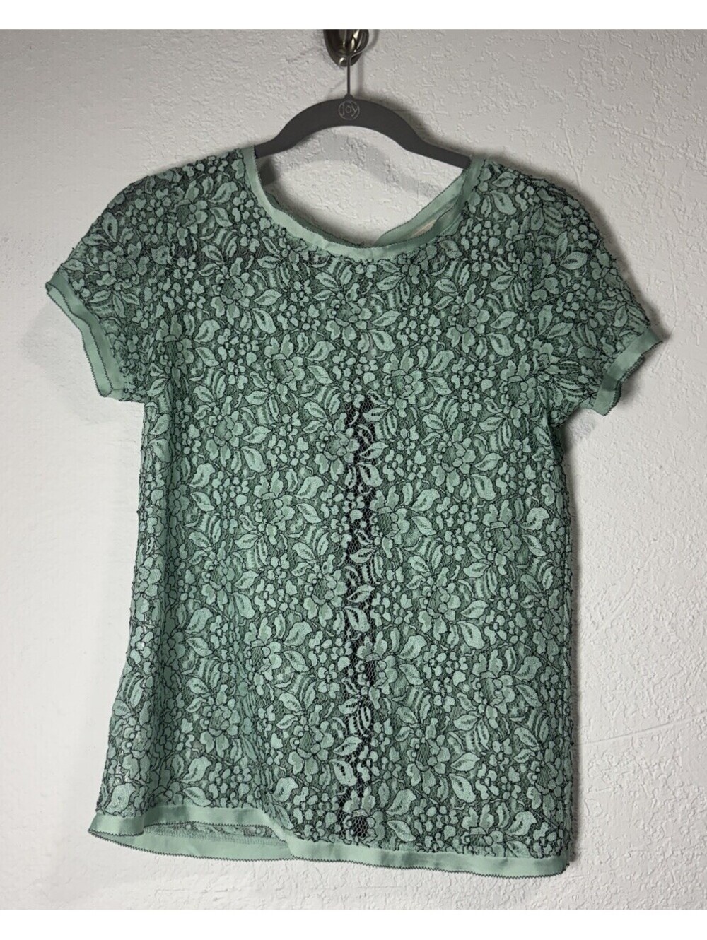 Ann Taylor Loft Petite Womens Short Sleeve Shirt Lace Overlay Sz XSP